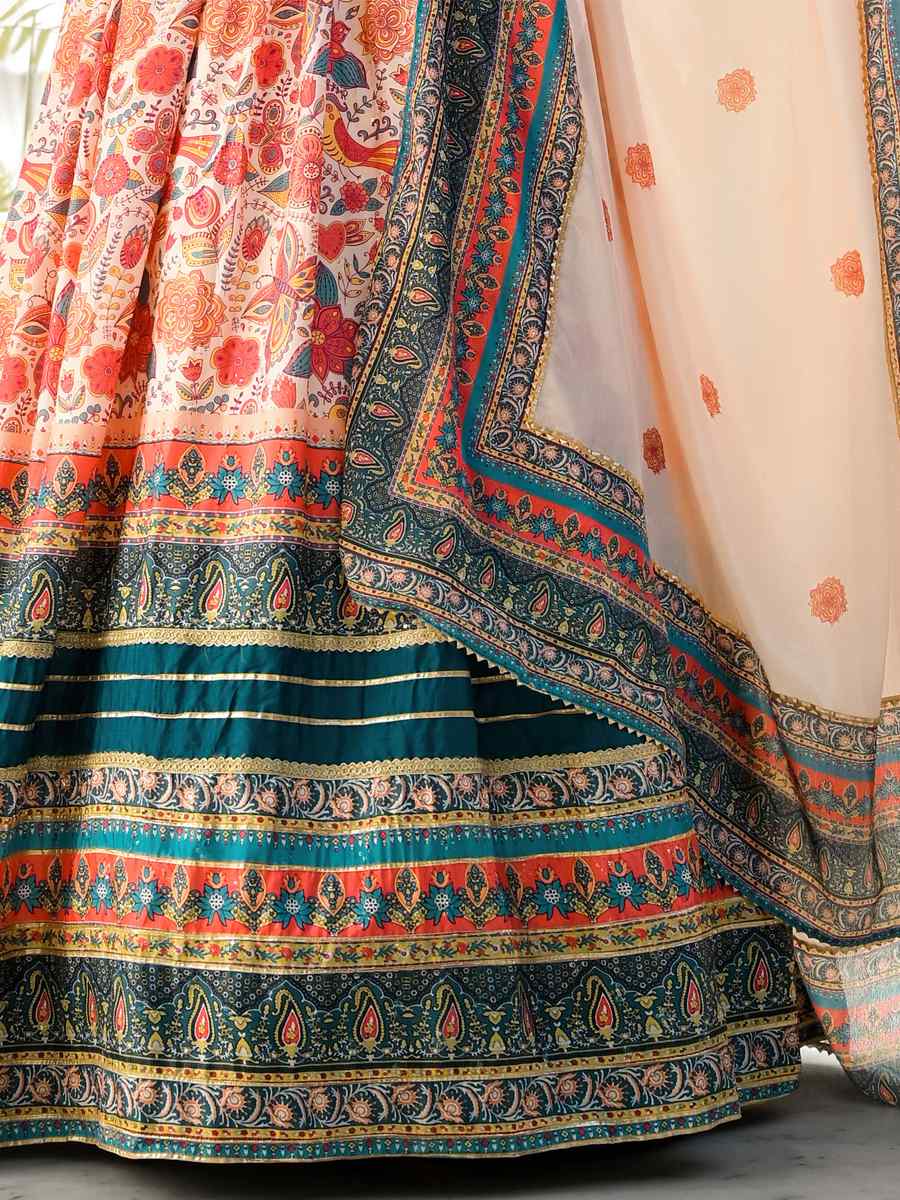 Multi Soft Dola Silk Printed Festival Casual Gown