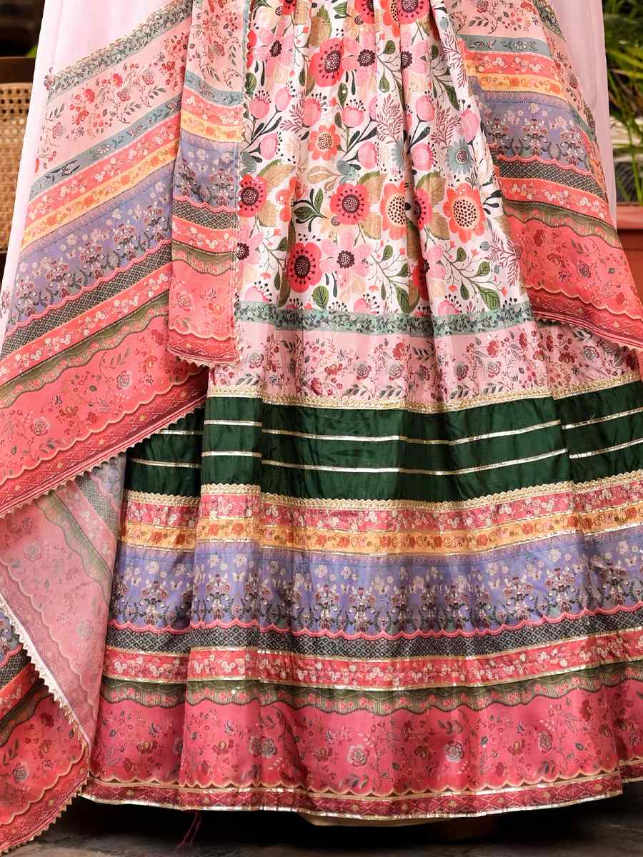 Multi Soft Dola Silk Printed Festival Casual Gown