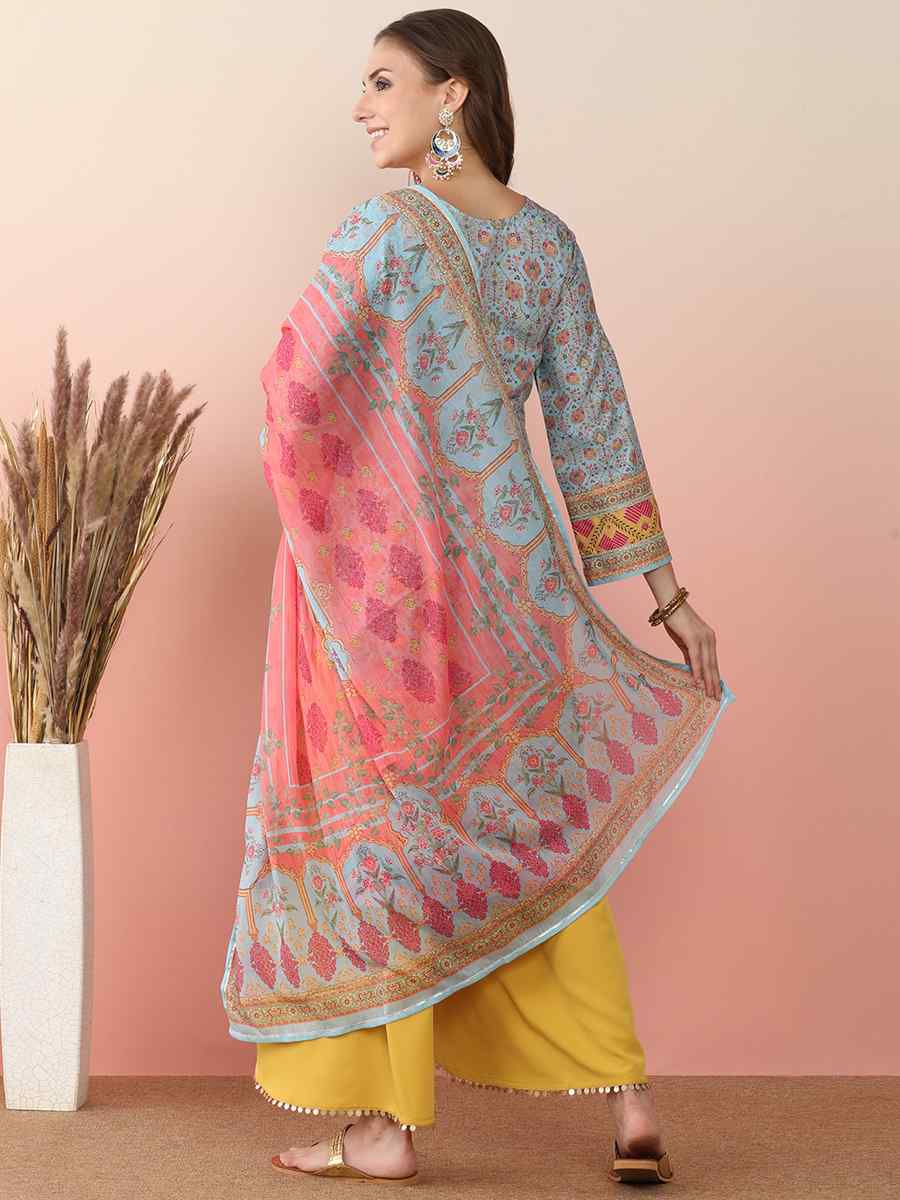 Multi Poly Crepe Printed Festival Casual Ready Pant Salwar Kameez