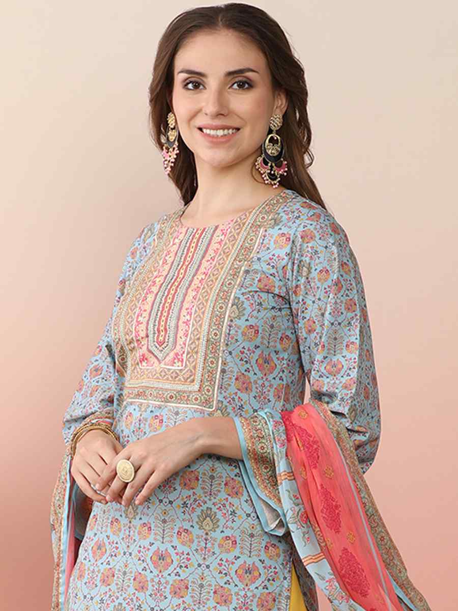 Multi Poly Crepe Printed Festival Casual Ready Pant Salwar Kameez