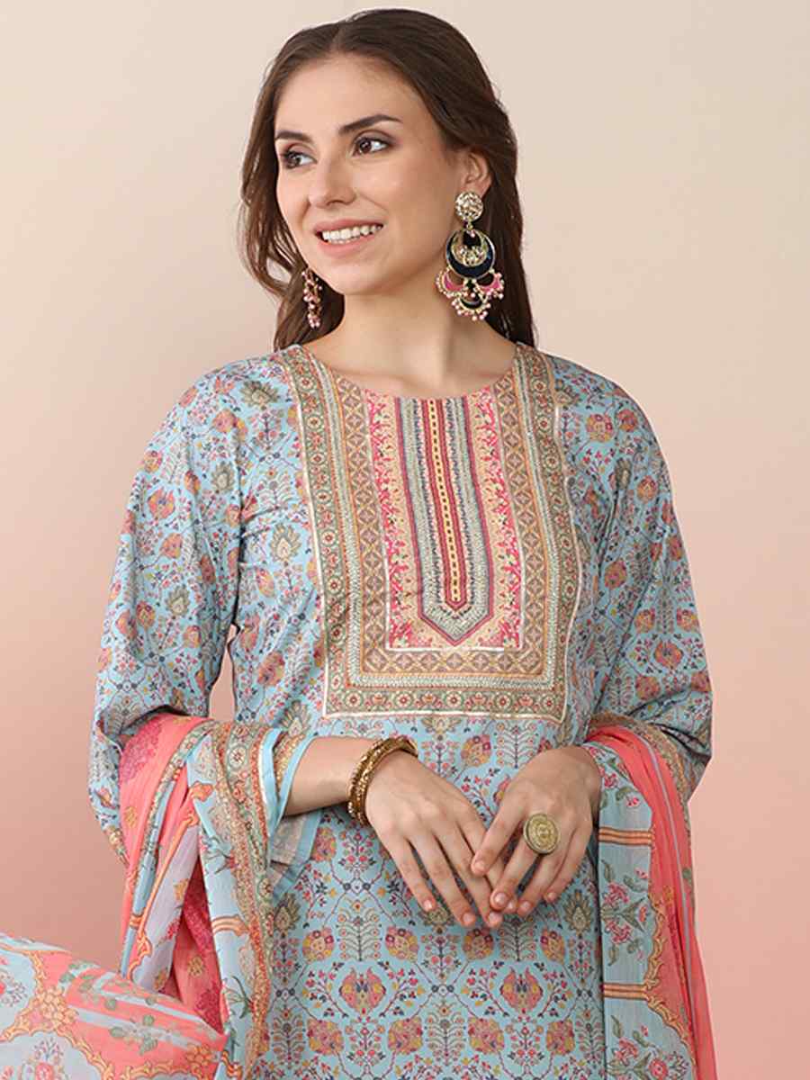 Multi Poly Crepe Printed Festival Casual Ready Pant Salwar Kameez