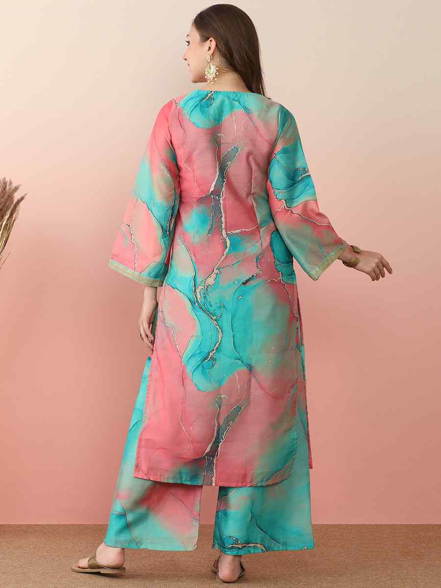 Multi Poly Crepe Printed Festival Casual Ready Pant Salwar Kameez