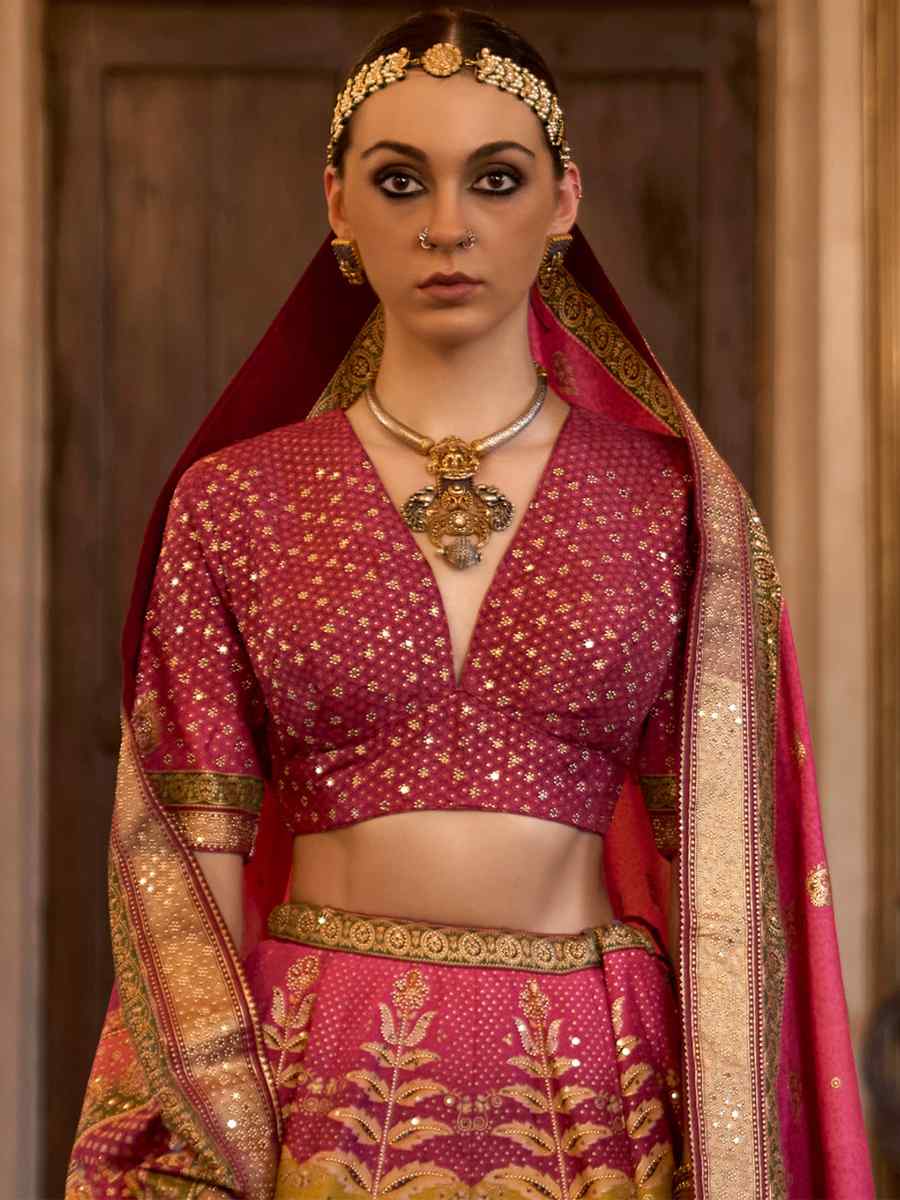 Multi Smooth Rajwadi Silk Embroidered Bridal Wedding Heavy Border Lehenga Choli