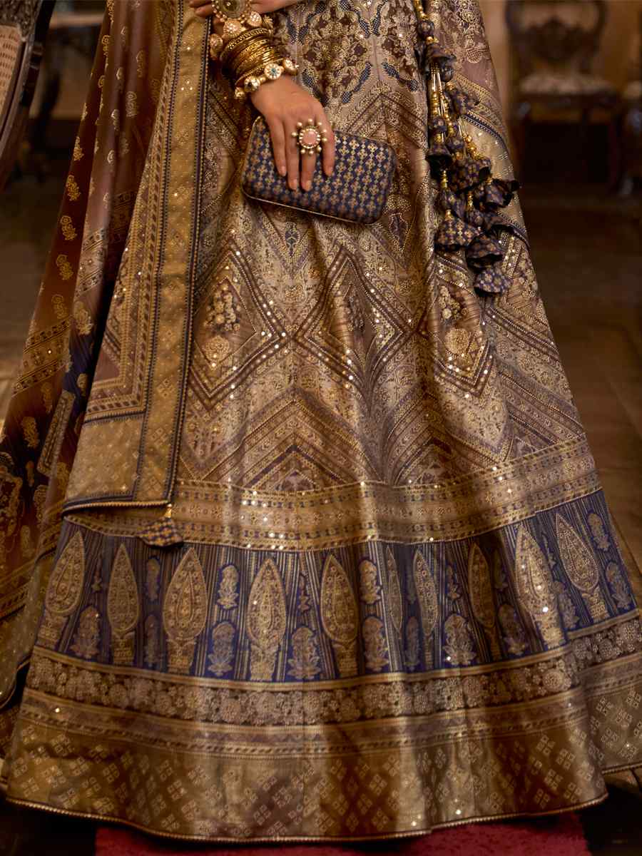 Beige Smooth Rajwadi Silk Embroidered Bridal Wedding Heavy Border Lehenga Choli