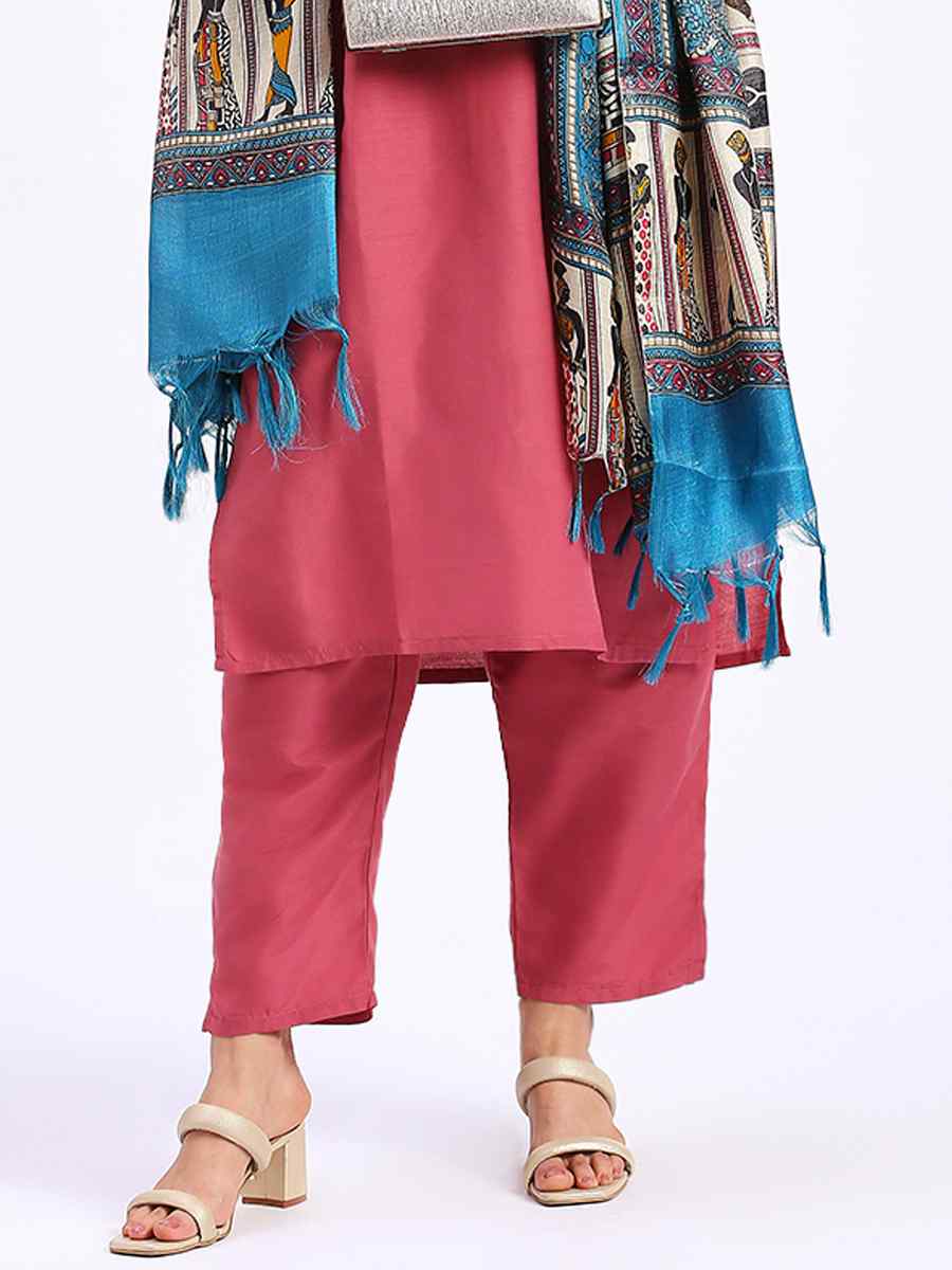 Baby Pink Cotton Printed Festival Casual Ready Pant Salwar Kameez