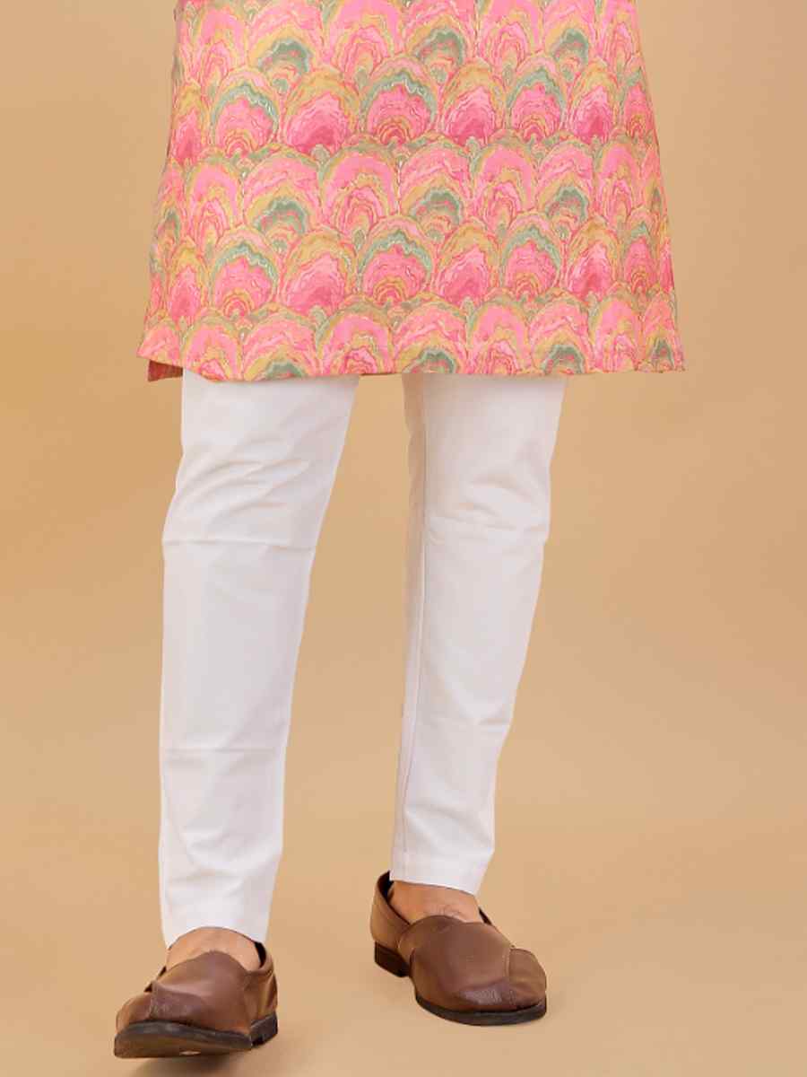 Baby Pink Premium Soft Cotton Printed Festival Casual Kurta