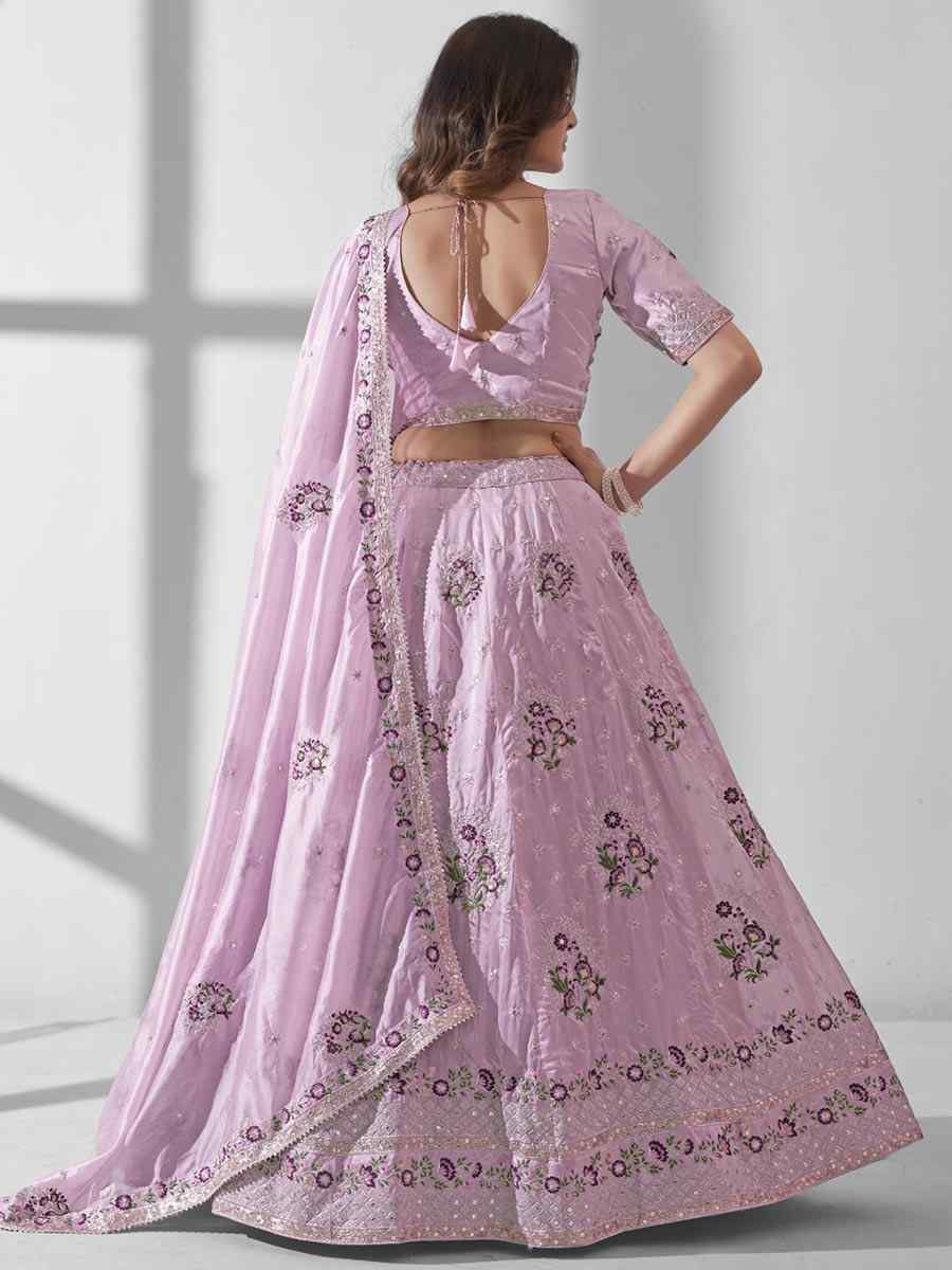 Baby Pink Pure Organza Embroidered Bridesmaid Wedding Heavy Border Lehenga Choli