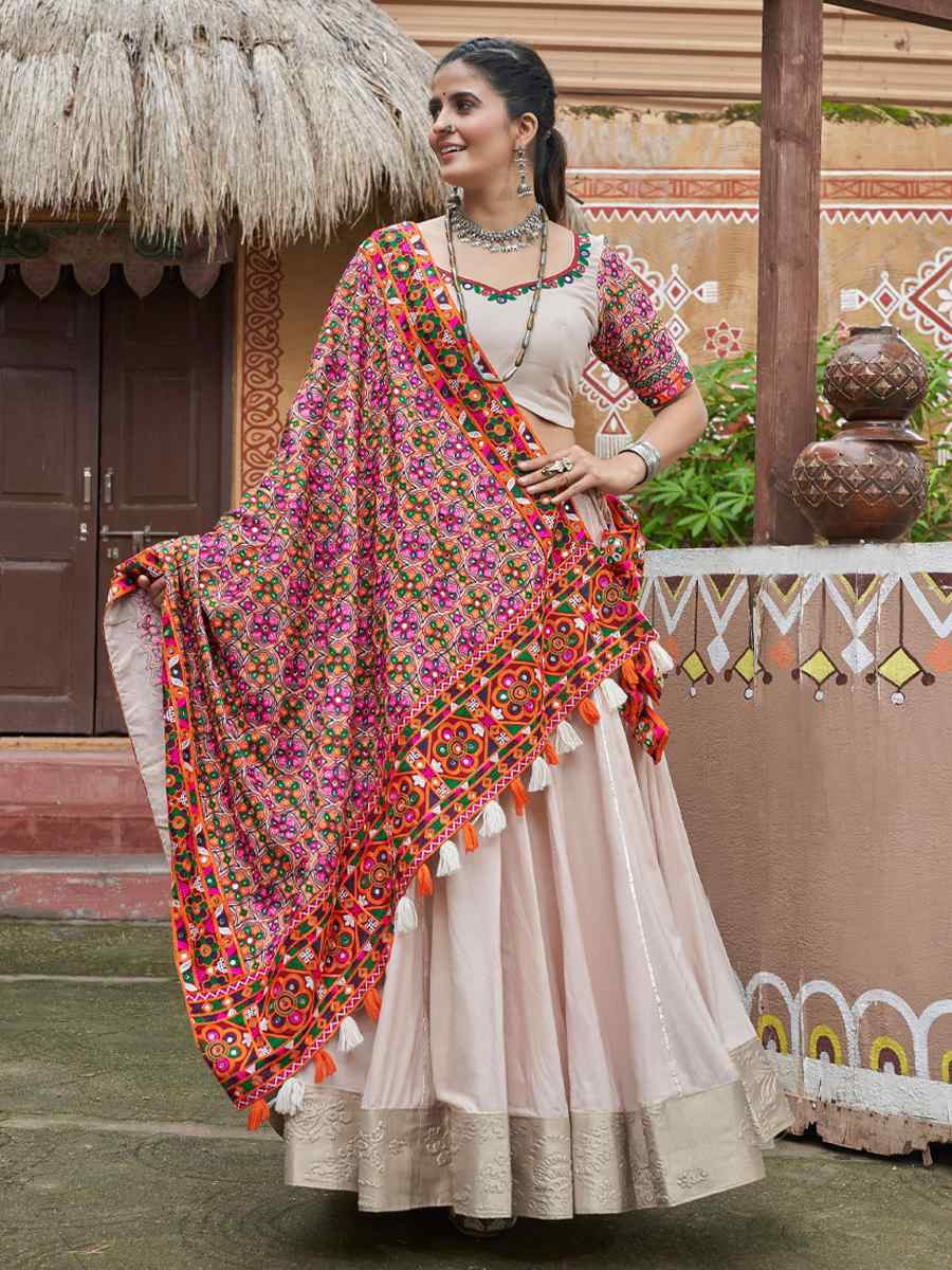 Beige Viscose Rayon Embroidered Festival Wedding Traditional Lehenga Choli