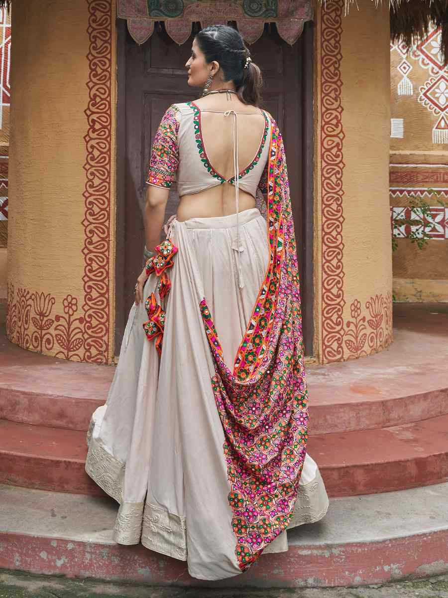 Beige Viscose Rayon Embroidered Festival Wedding Traditional Lehenga Choli