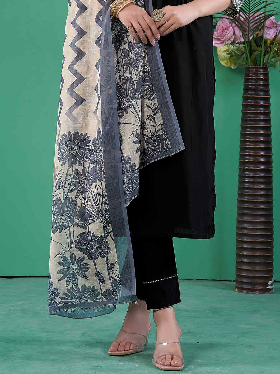 Black Art Pure Silk Embroidered Festival Casual Ready Pant Salwar Kameez