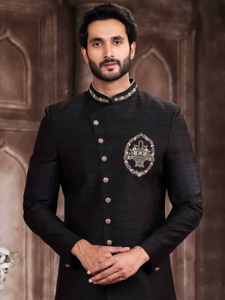 Black jodhpuri clearance sherwani