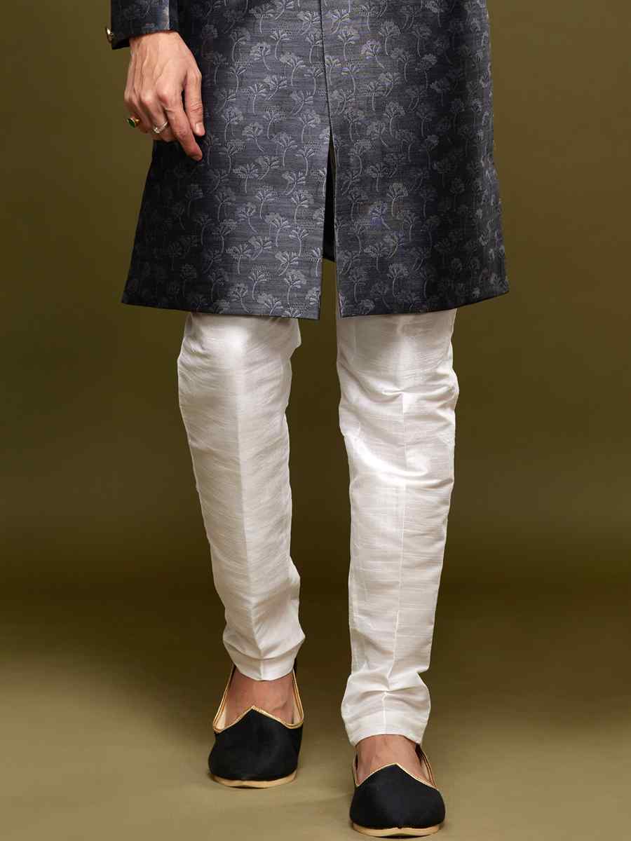 Black Banarasi Jacquard Woven Wedding Party Sherwani