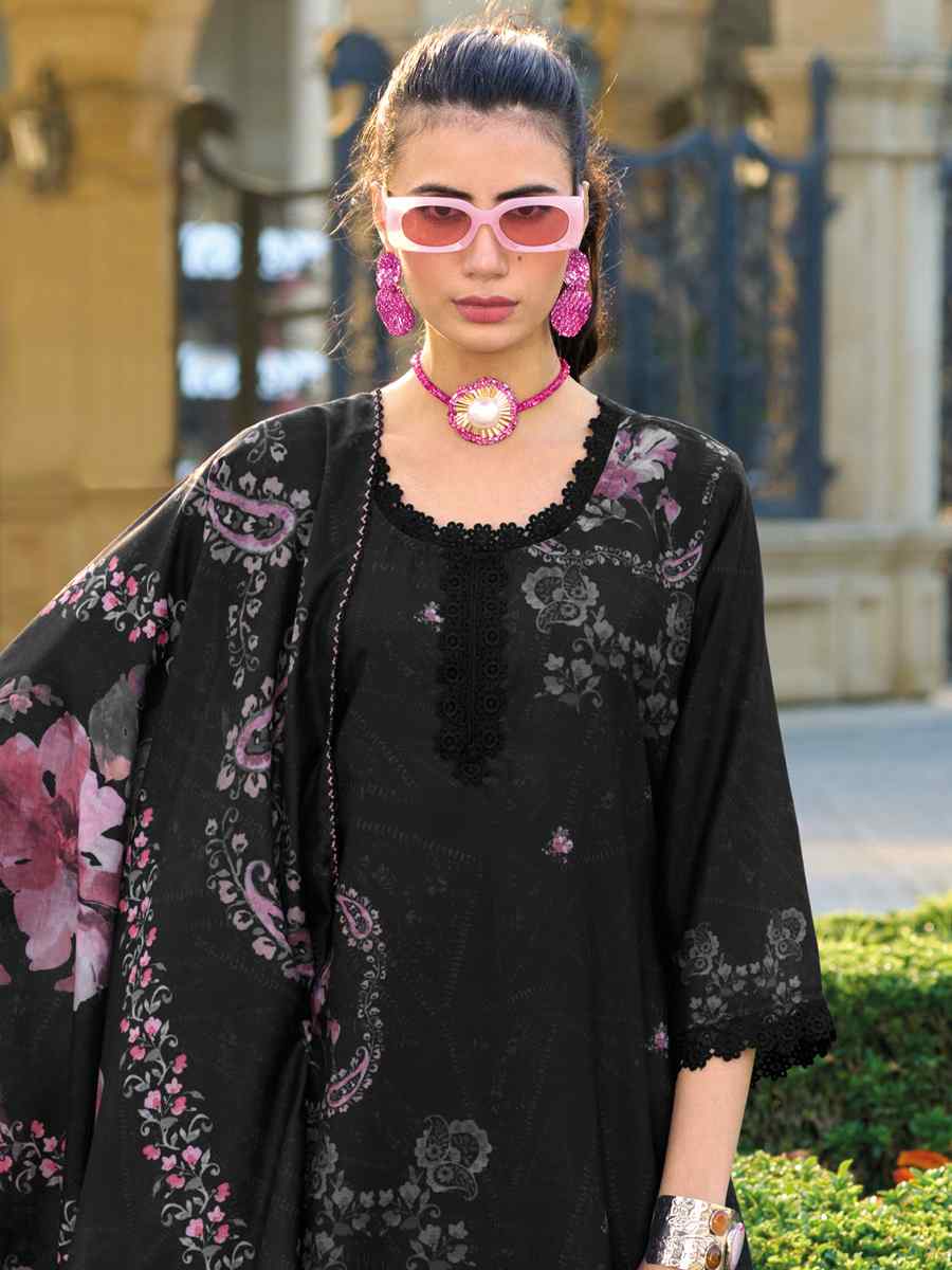 Black Cotton Embroidered Festival Casual Ready Pant Salwar Kameez