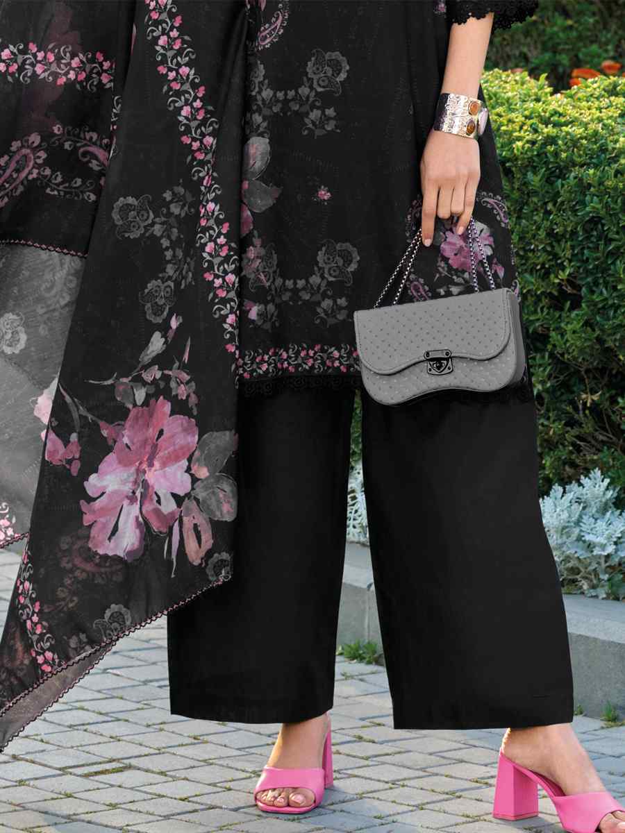 Black Cotton Embroidered Festival Casual Ready Pant Salwar Kameez