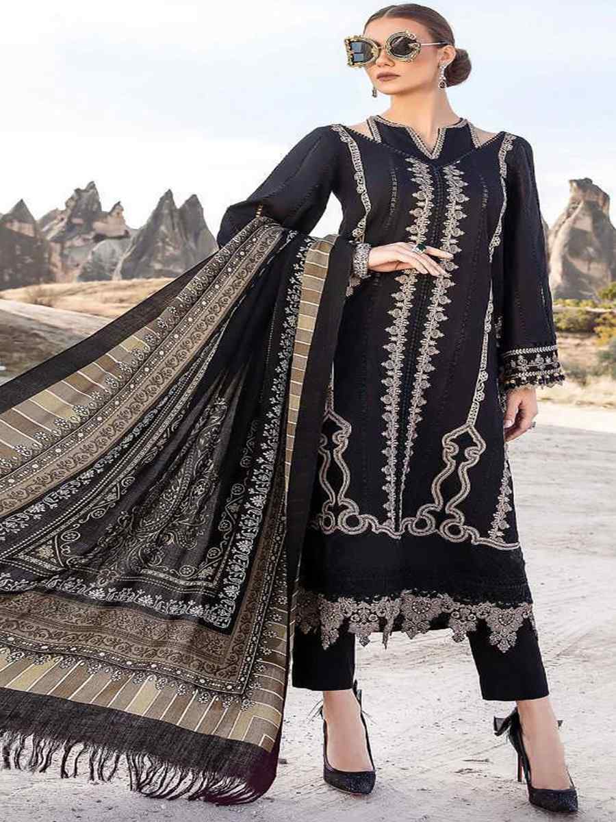 Black Faux Georgette Embroidered Festival Casual Pant Salwar Kameez