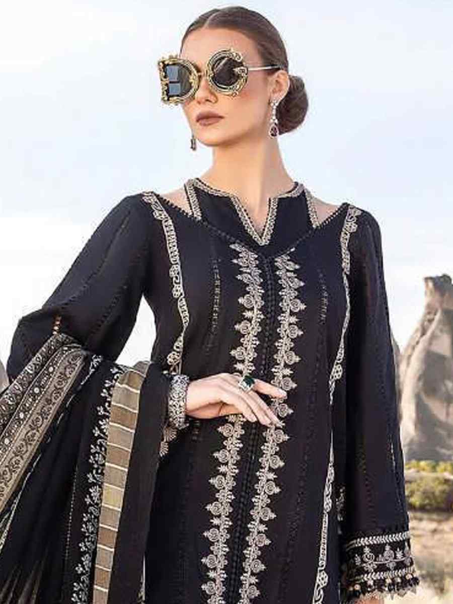 Black Faux Georgette Embroidered Festival Casual Pant Salwar Kameez