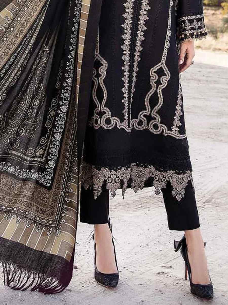 Black Faux Georgette Embroidered Festival Casual Pant Salwar Kameez