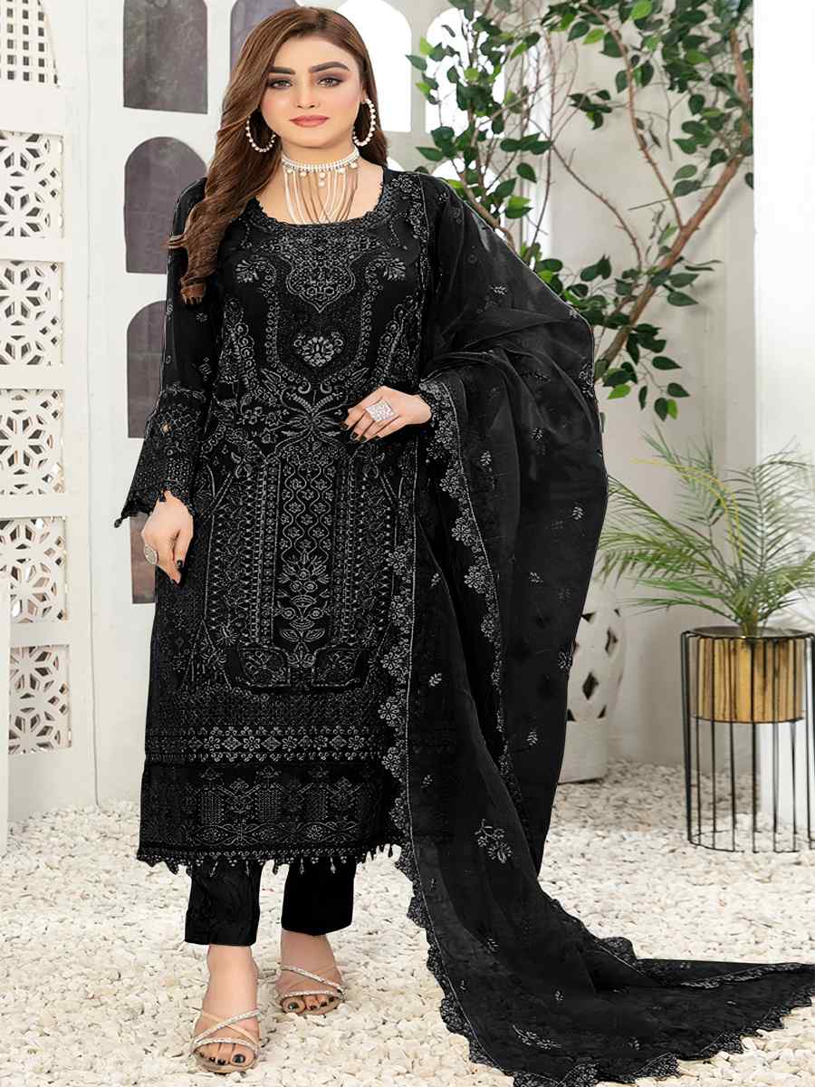 Black Georgette Embroidered Festival Casual Pant Salwar Kameez