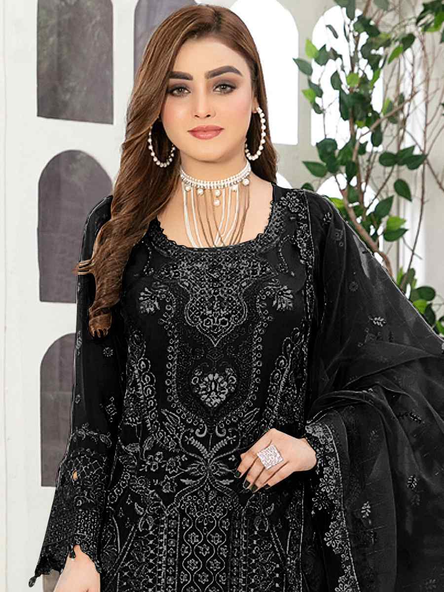 Black Georgette Embroidered Festival Casual Pant Salwar Kameez