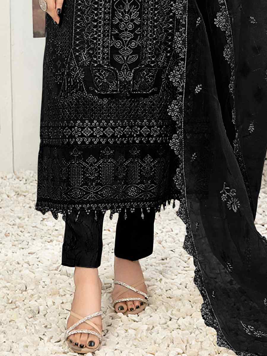 Black Georgette Embroidered Festival Casual Pant Salwar Kameez