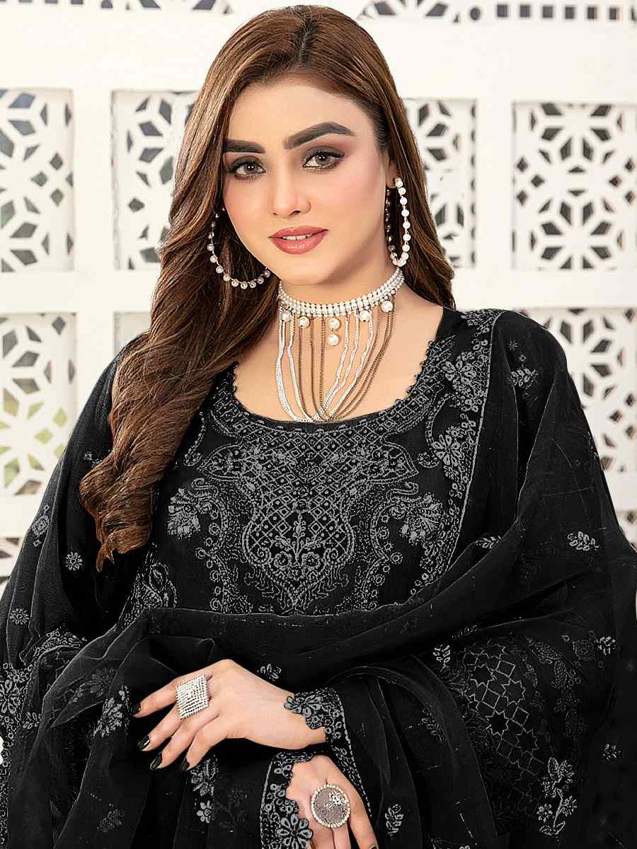 Black Georgette Embroidered Festival Casual Pant Salwar Kameez