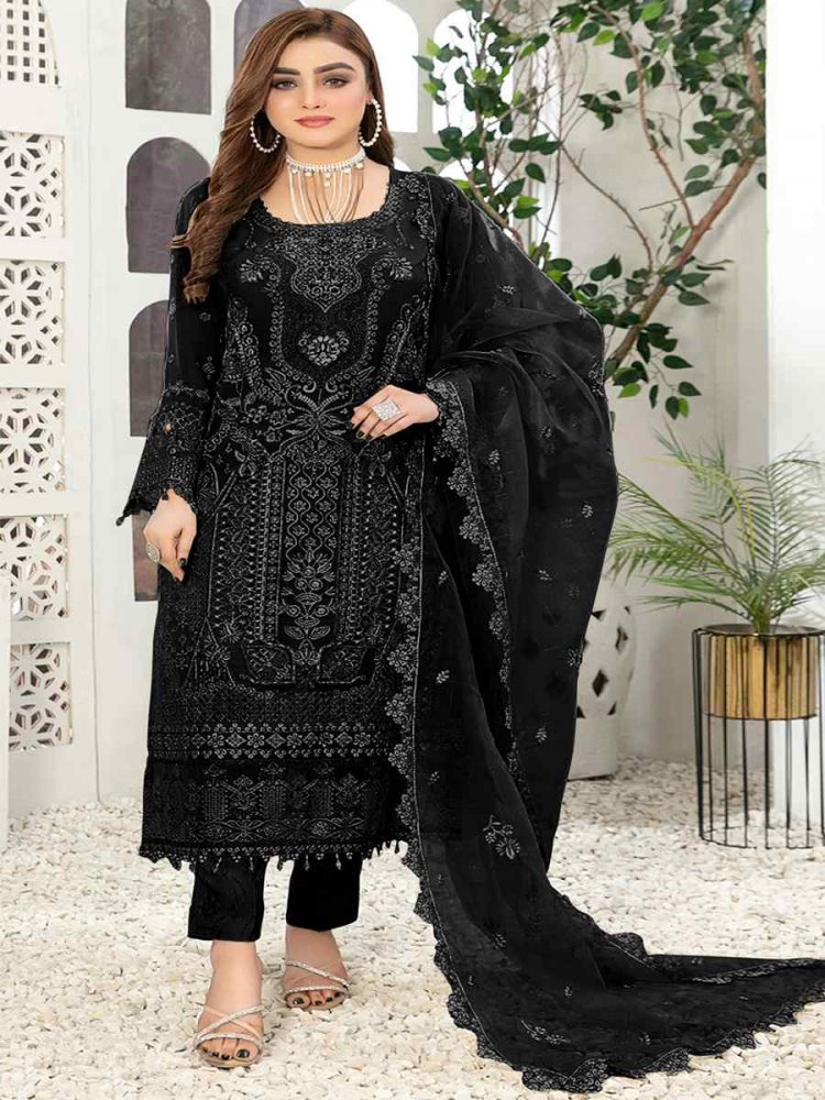 Black Georgette Embroidered Festival Casual Pant Salwar Kameez