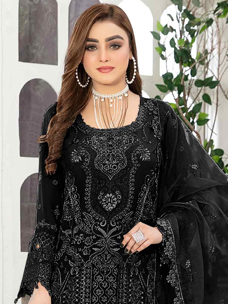 Black Georgette Embroidered Festival Casual Pant Salwar Kameez