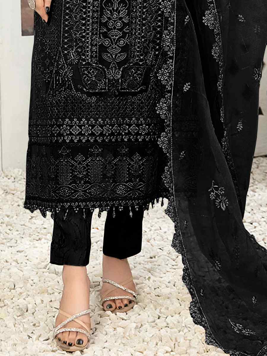 Black Georgette Embroidered Festival Casual Pant Salwar Kameez