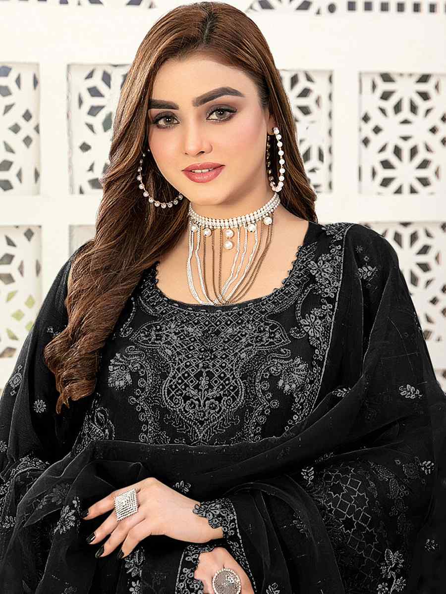 Black Georgette Embroidered Festival Casual Pant Salwar Kameez