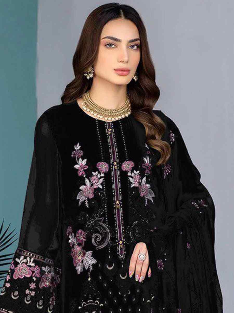 Black Georgette Embroidered Festival Casual Pant Salwar Kameez