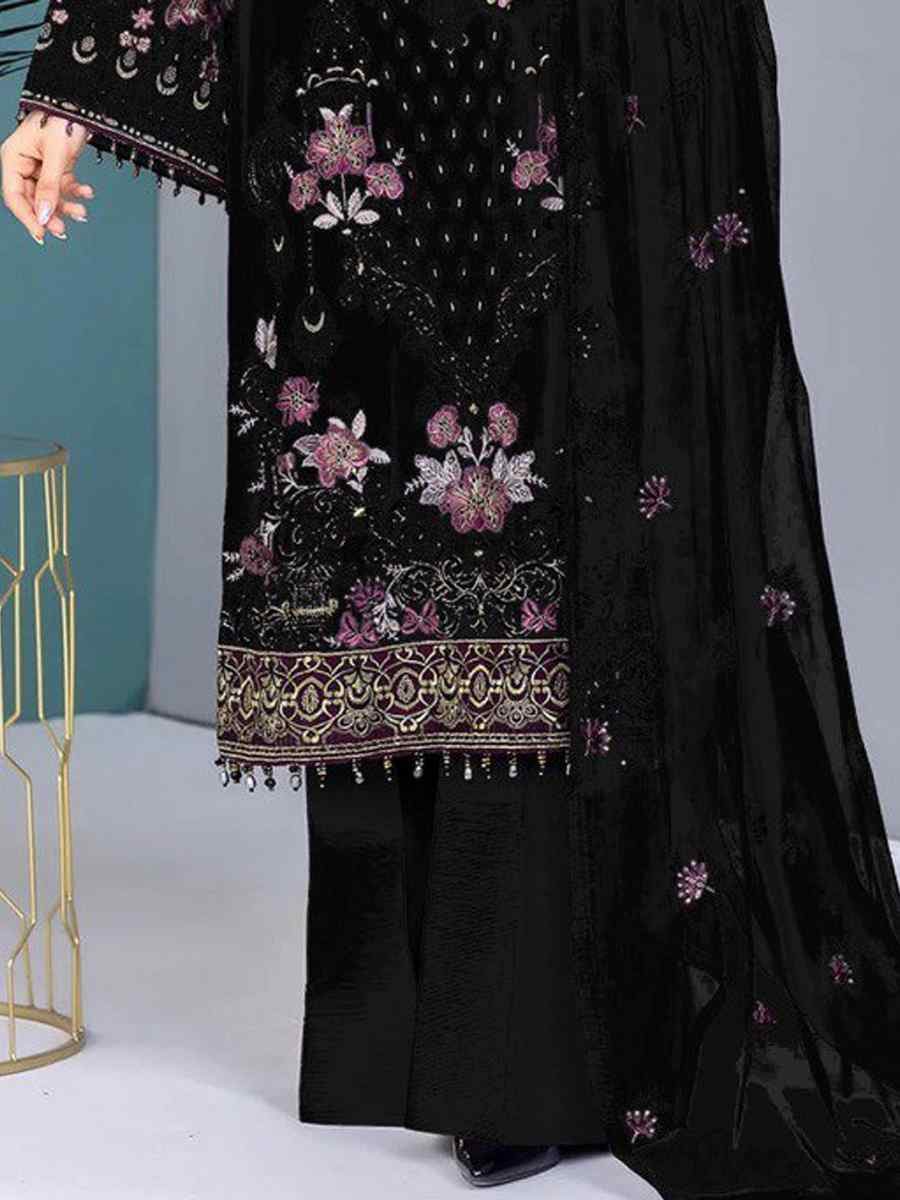 Black Georgette Embroidered Festival Casual Pant Salwar Kameez