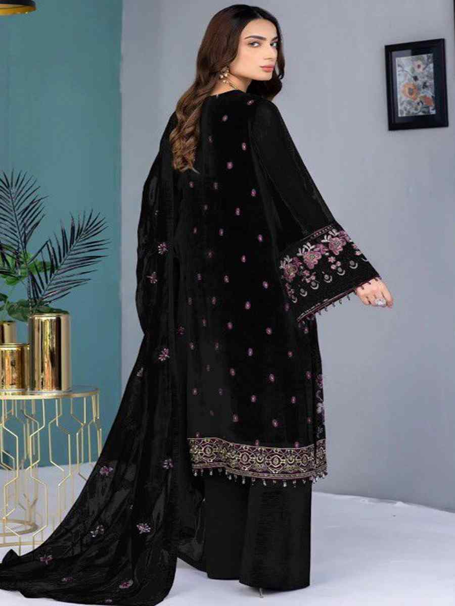 Black Georgette Embroidered Festival Casual Pant Salwar Kameez