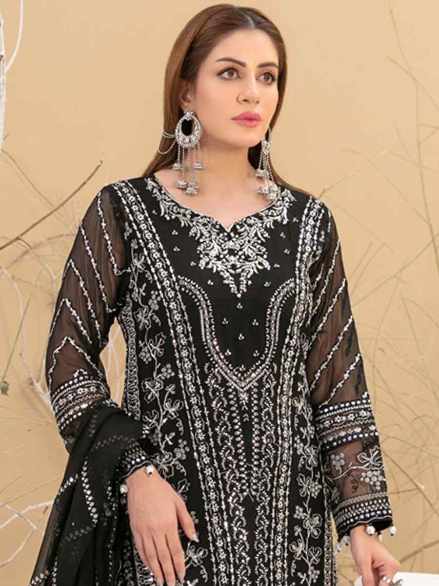 Black Georgette Embroidered Festival Casual Pant Salwar Kameez