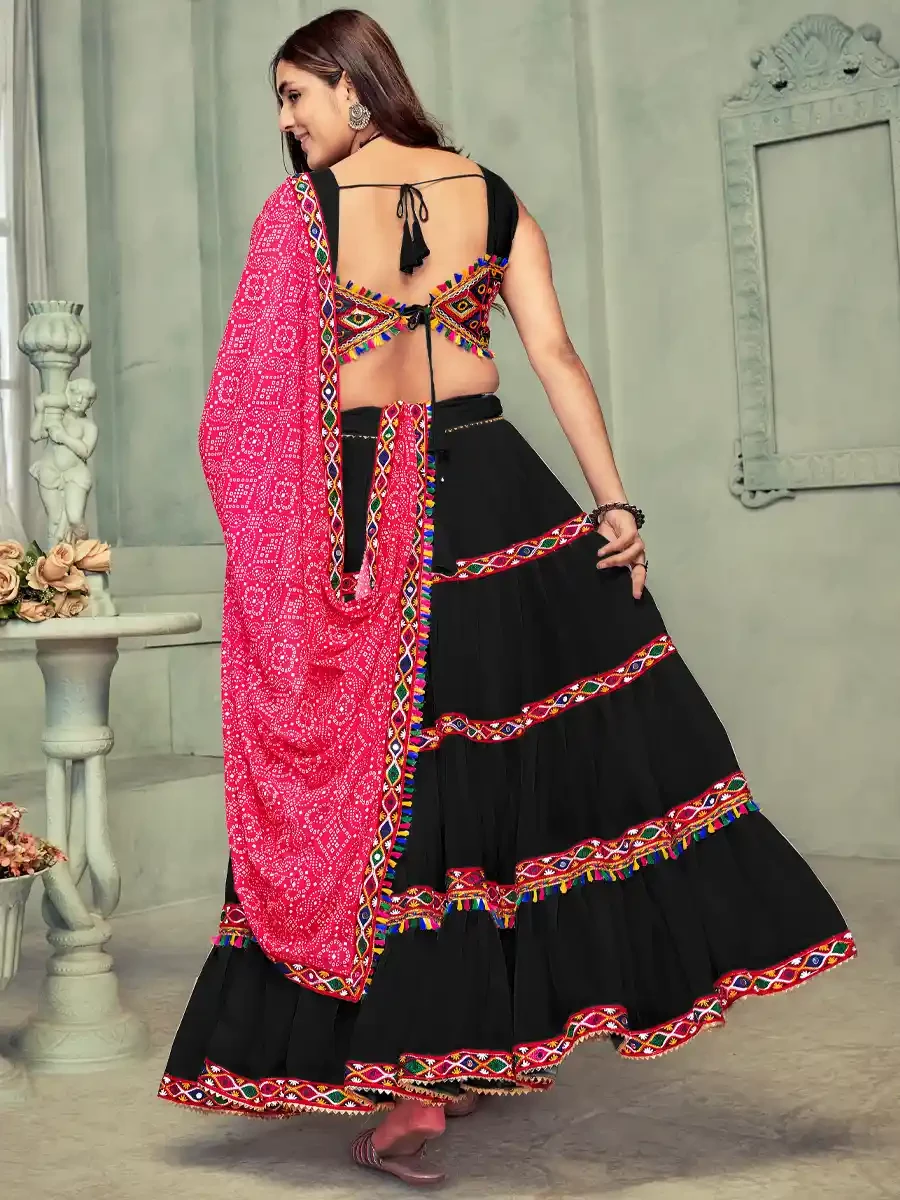 Black Georgette Embroidered Festival Mehendi Traditional Lehenga Choli