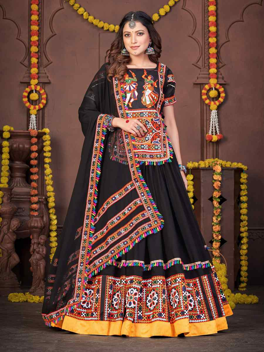 Black Georgette Embroidered Festival Mehendi Traditional Lehenga Choli