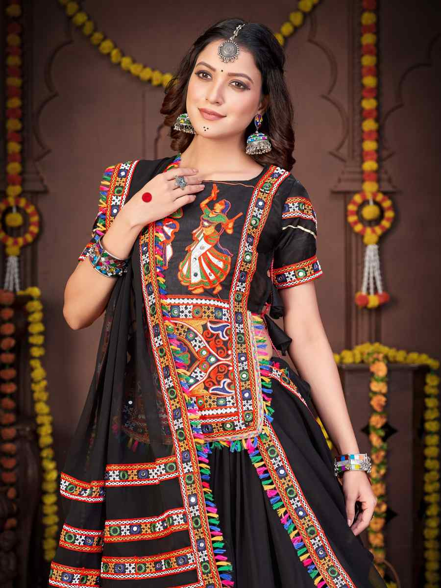 Black Georgette Embroidered Festival Mehendi Traditional Lehenga Choli