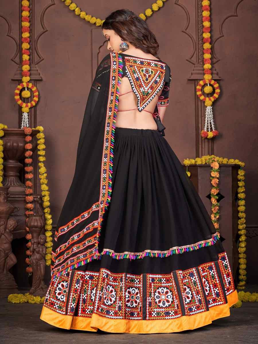 Black Georgette Embroidered Festival Mehendi Traditional Lehenga Choli