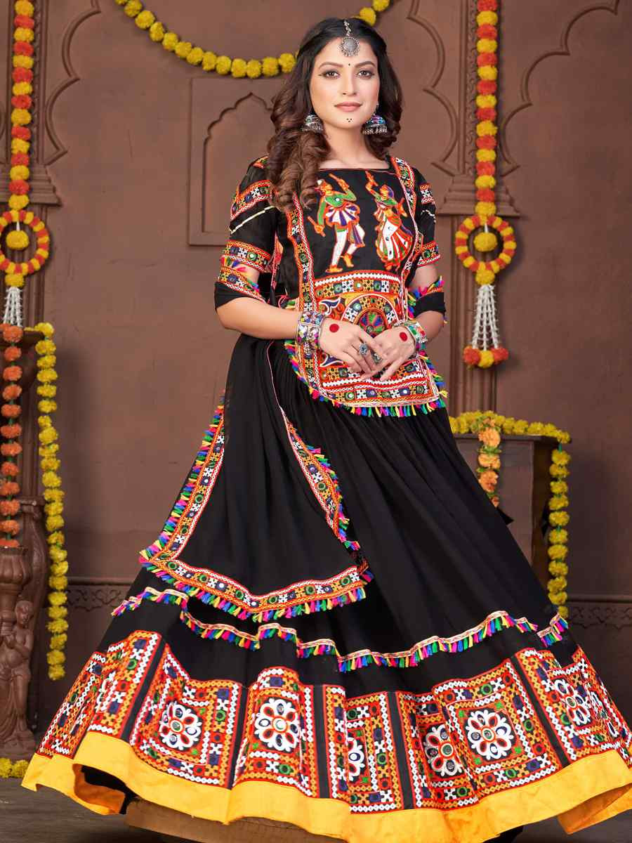 Black Georgette Embroidered Festival Mehendi Traditional Lehenga Choli