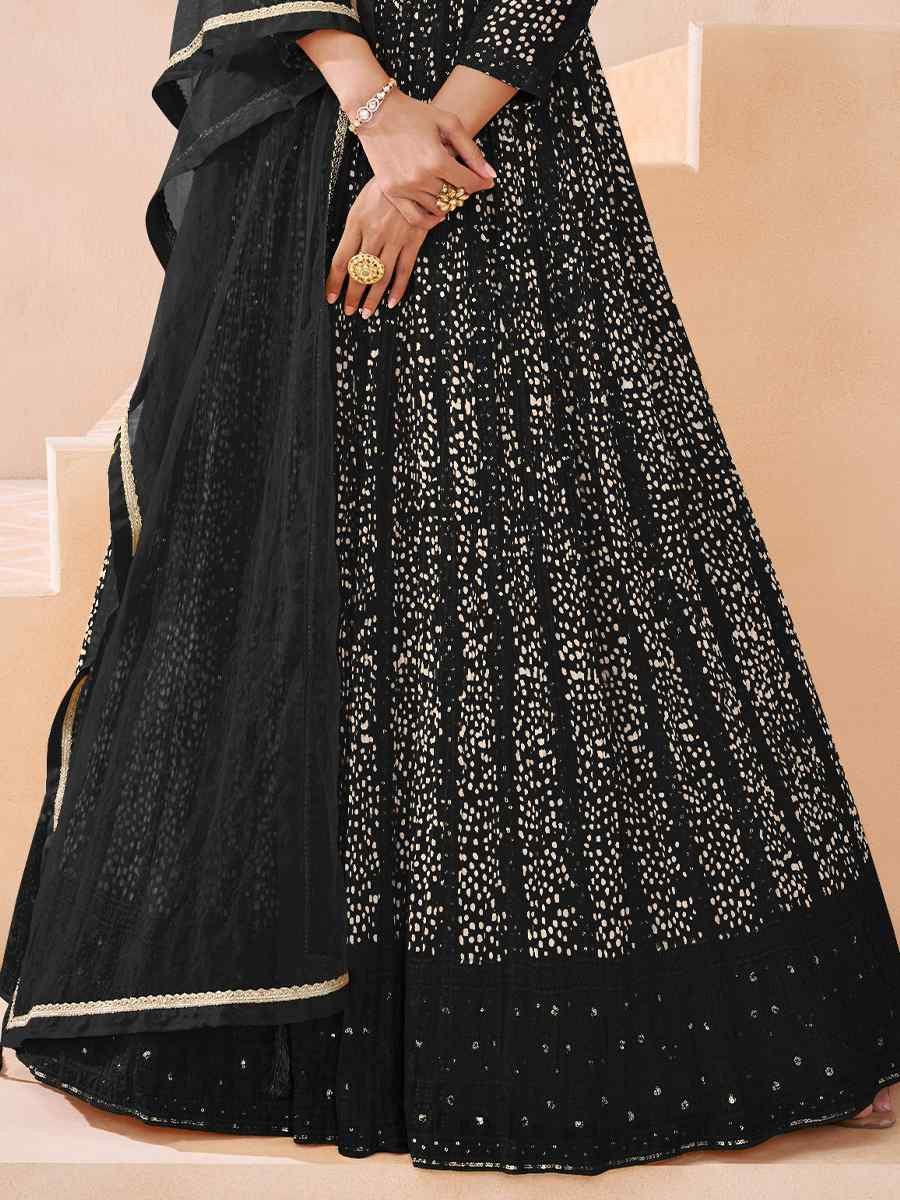 Black Georgette Embroidered Festival Wedding Anarkali Salwar Kameez