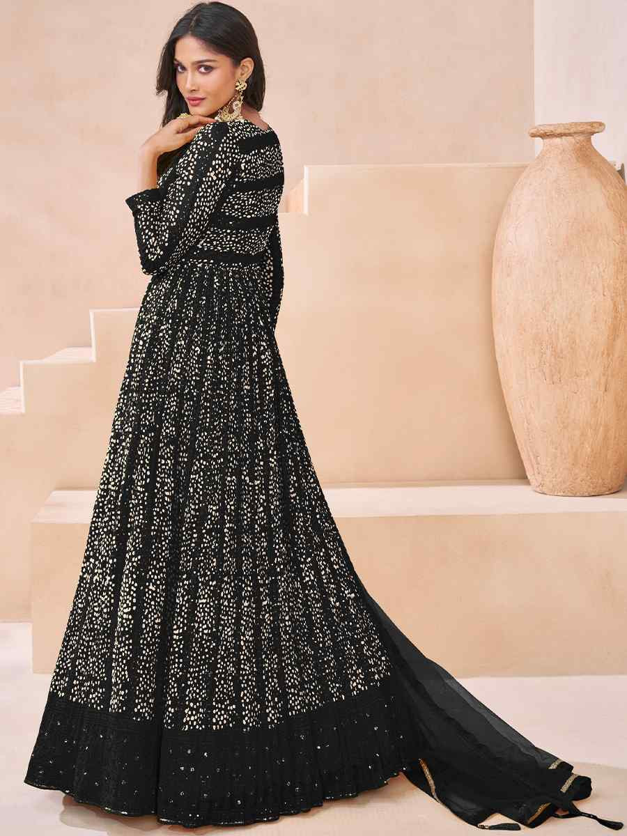 Black Georgette Embroidered Festival Wedding Anarkali Salwar Kameez