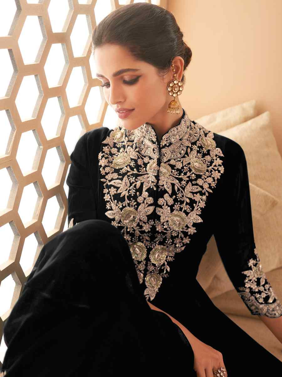 Black Heavy Georgette Embroidered Party Casual Ready Anarkali Salwar Kameez