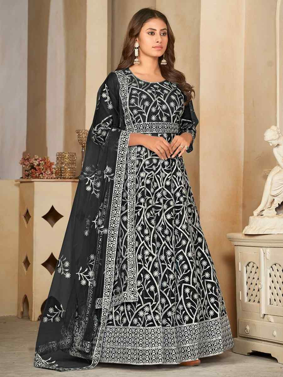 Black Net Embroidered Festival Wedding Anarkali Salwar Kameez