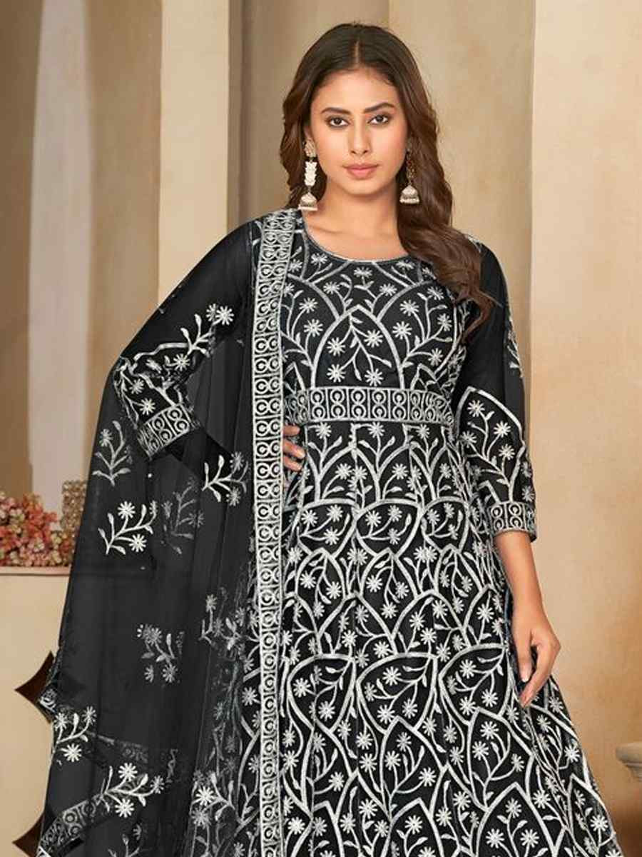 Black Net Embroidered Festival Wedding Anarkali Salwar Kameez