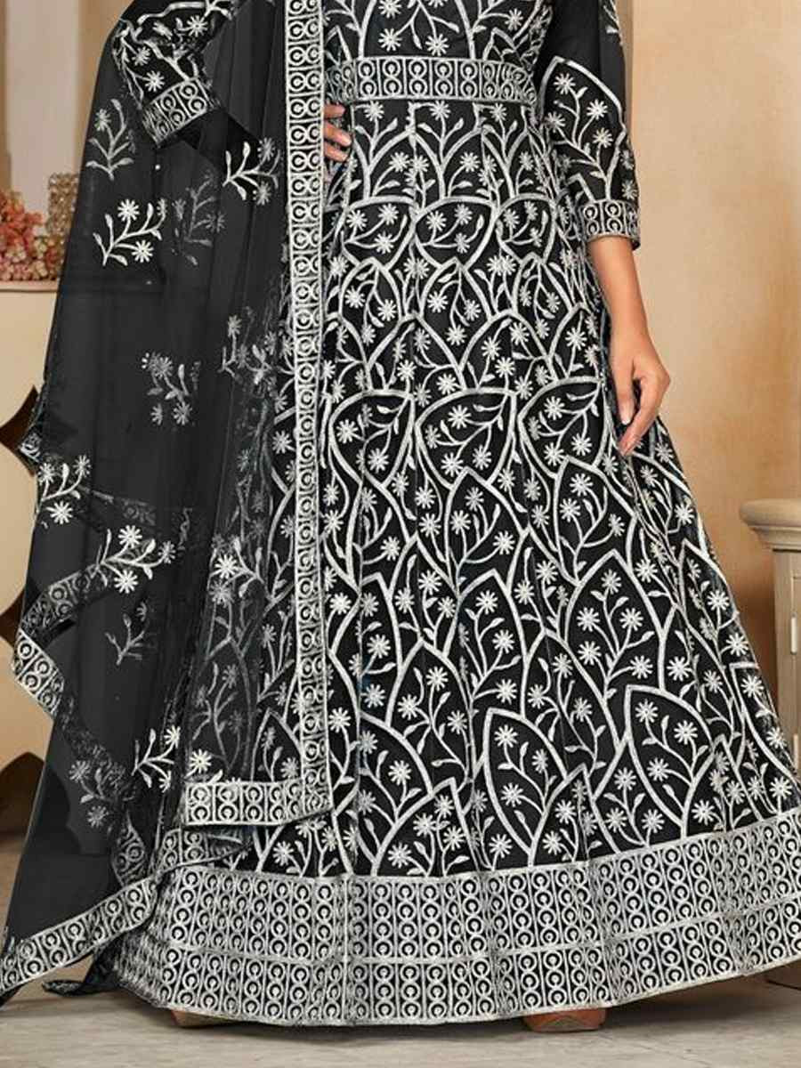 Black Net Embroidered Festival Wedding Anarkali Salwar Kameez