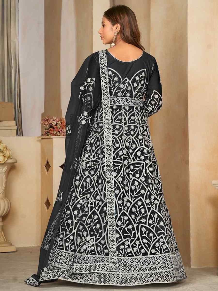 Black Net Embroidered Festival Wedding Anarkali Salwar Kameez