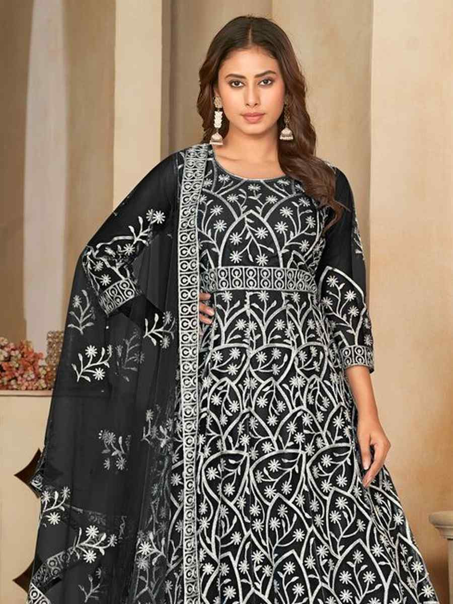 Black Net Embroidered Festival Wedding Anarkali Salwar Kameez