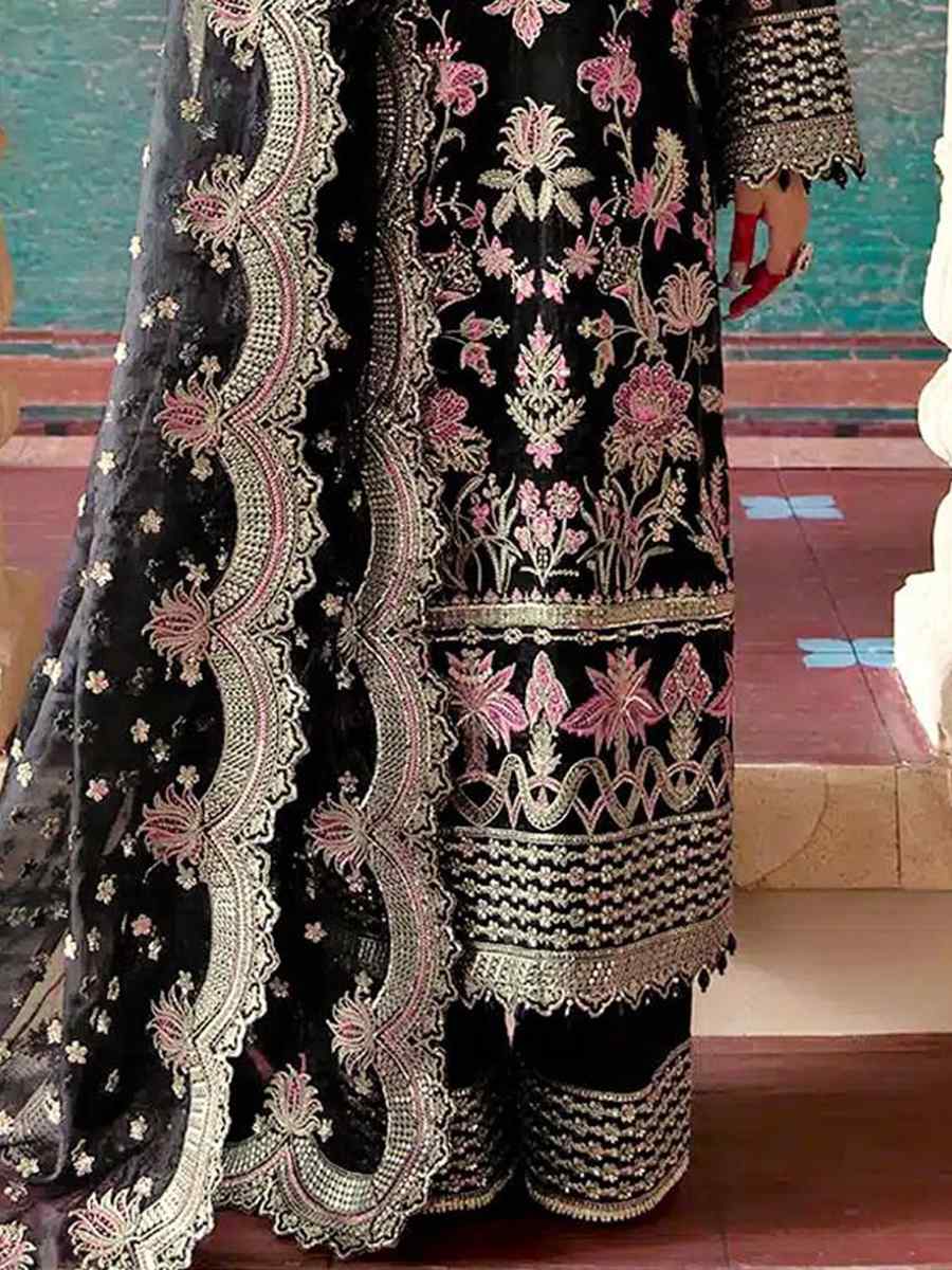 Black Organza Embroidered Festival Wedding Pant Salwar Kameez