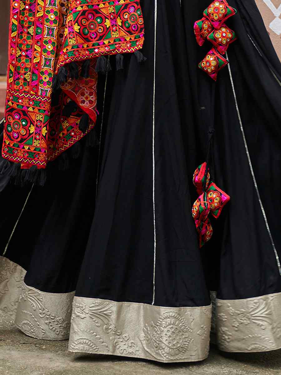 Black Organza Rayon Embroidered Festival Festival Traditional Lehenga Choli