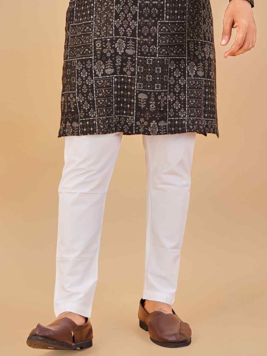 Black Premium Soft Cotton Printed Festival Casual Kurta