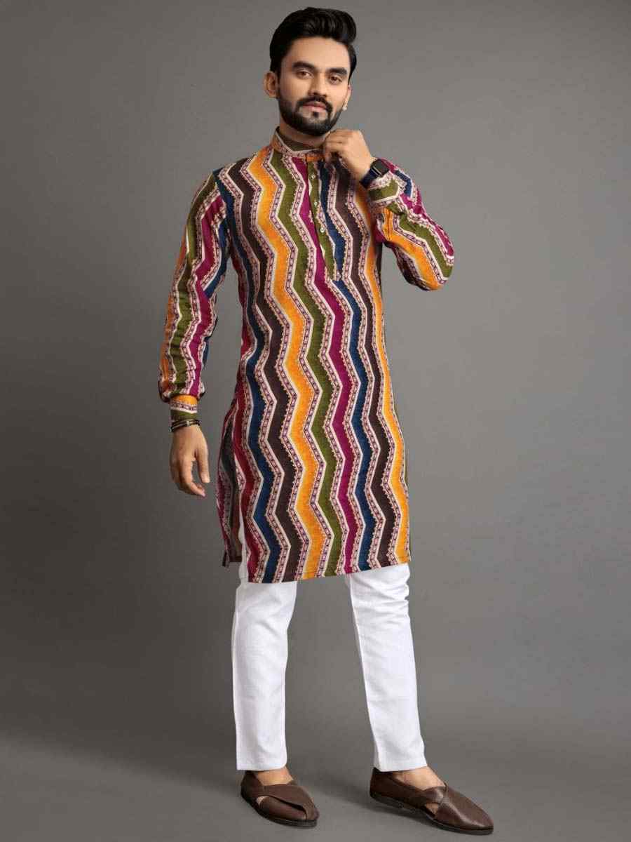 Black Premium Soft Cotton Printed Festival Casual Kurta